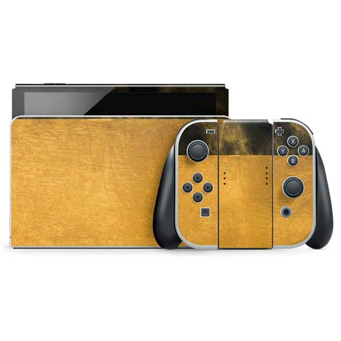 Black and Gold Split Marble Nintendo Switch OLED (2021) Skin